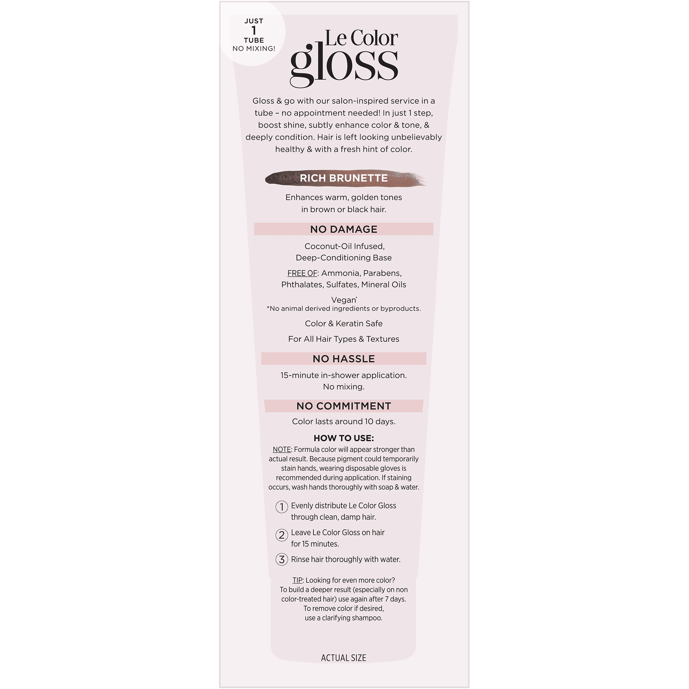 L'Oreal Paris Le Color Gloss One Step Toning Gloss Hair Color, 5 Rich Brunette, 4 fl oz