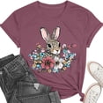 thumbnail image 4 of Mifsaly Short Sleeve T-Shirts Women Leopard Print Easter Bunny Floral Graphic Cotton tops Soft Breathable Relaxed Fit Casual Summer Tees L, 4 of 6