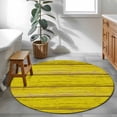 thumbnail image 3 of Round Rugs 3Ft, Yellow Wooden Grain Round Area Rug Washable Indoor Throw Carpet, Country Shabby Planks Rural Small Non Slip Circle Rug for Bedroom Living Room Home Decor Aesthetic, 3 of 8