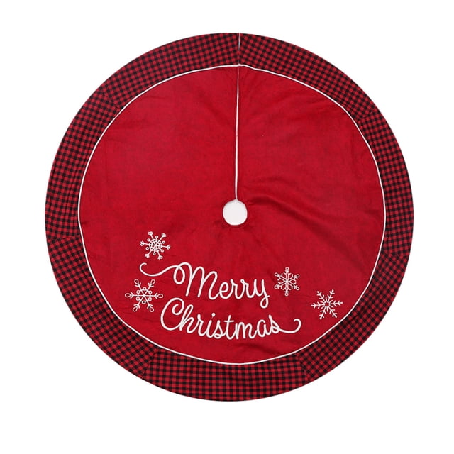Falda de árbol de Navidad Vestido de árbol de Navidad a cuadros negro y rojo (48") brillar Electrónica