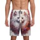 thumbnail image 1 of Balery White Red Cat Couple Pantalones cortos de pijama de punto de algodón para hombre con cinturilla y bolsillos-Small, 1 of 6