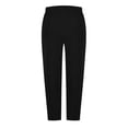 thumbnail image 6 of Corduroy Pants for Women Side Button Elastic Waist Fall Winter Pant Straight Leg Lightweight Comfy Trousers with Pockets Black XL, 6 of 7