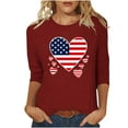 thumbnail image 2 of Cavosen 4th of July T Shirts Women Petite Independence Day 3/4 Sleeve Crewneck T Shirts USA Star Striped Graphic Tops Lady L 4th of July Casual T Shirts Red White and Blue Tunic Tees, 2 of 3