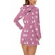 thumbnail image 5 of Mono cálido con capucha y orejas para mujer, estampado de manga larga, pantalones cortos, mono corto con cremallera, bolsillo, ropa de dormir, ropa de casa, tops de poliéster para mujer, 5 of 5
