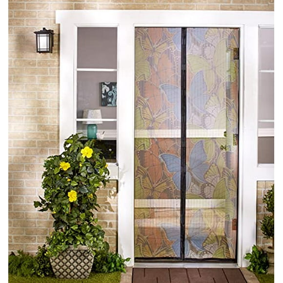Total Vision Butterfly Pattern - Quick Install Mesh Magnetic Screen 40†x 85.5†- Helps Keep Bugs & Insects Out - Perfect for Single Doors Leading to your Porch or Patio - Folds for Easy Storage