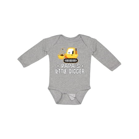 

Inktastic Papa Little Digger Construction Truck Gift Baby Boy Long Sleeve Bodysuit