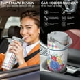 thumbnail image 5 of 30oz Pioneer Colorful Floral Stainless Steel Flip Straw Tumbler with Lid and Straw Spill Proof Travel Cup Double Wall Vacuum Insulated Coffee Mug with Top Handled White, 5 of 7