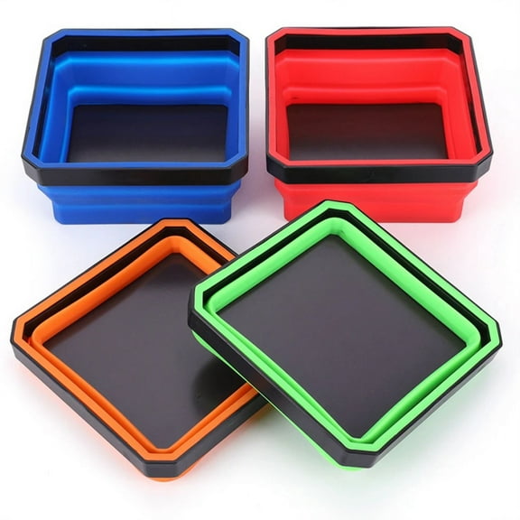 4 Pack -Magnetic Screw Tray Silicone Bowl Tool Part Storage Box Plumber Carpenter Organizer