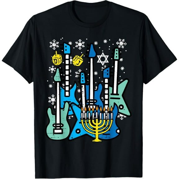 Hanukkah Guitars Chanukah Jewish Rock Rocker Men Boys Kids T-Shirt