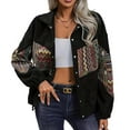 thumbnail image 1 of Hvobtty Cardigan Décontracté à Manches Longues pour Femmes, Style Ethnique Patchwork à Capuche avec Boutons, 1 of 4