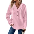 thumbnail image 6 of NMMUED Womens Hoodie Waffle Knit Tops for Women Cute Hoodies Loose Fit Hoodie Casual Outfits for Women Y2k Hoodie Hooded Top Pink L, 6 of 9