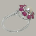 thumbnail image 3 of LBG British Made 14k White Gold Cultured Pearl & Ruby Womens Promise Ring - 33 size options - Size 6, 3 of 6