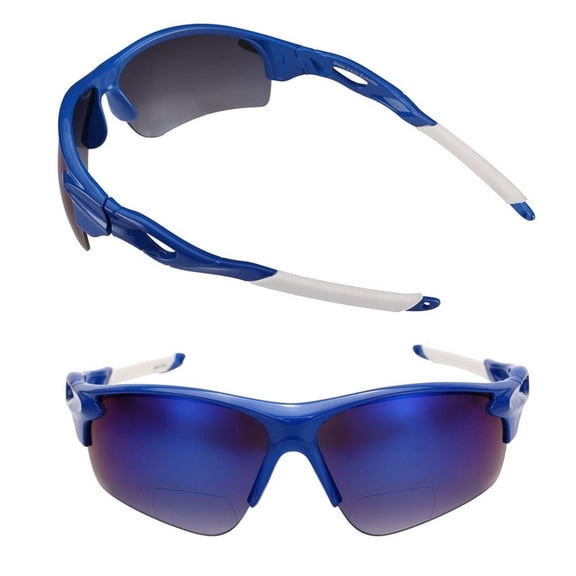 "The Athlete" 2 Pair Polarized Lightweight Sport Wrap Bifocal Sunglasses - Blue/Blue - 1.50