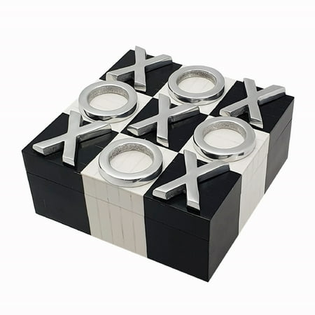 UPC: 0805845831655 | A&B Home Tic-Tac-Toe Game Box – 8.5 W x 8.5 L x 3.5 H – Black/White
