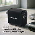 thumbnail image 4 of Powertek 20W USB-C + USB-A Wall Charger, Fast Charging Power Delivery Cube, Dual Port Compact Charger, Black, 4 of 8