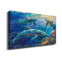 Animal Wall Art Picture Dolphins Animal Wall Decor Canvas Wall Art For Livingroom Bedroom Office