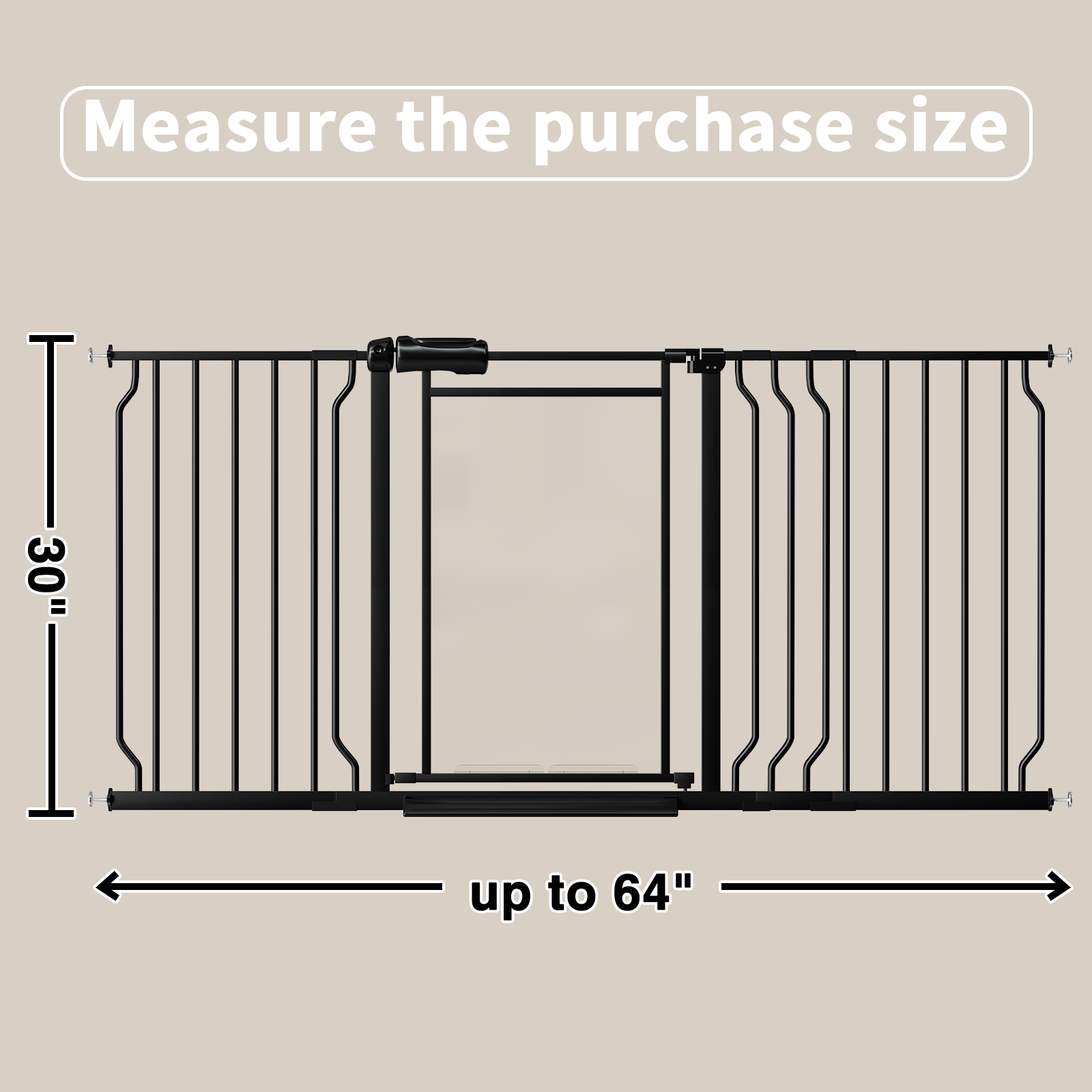 Fairy Baby Safety Gate with Door, 57-64 in, Black photo 6