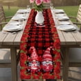 thumbnail image 4 of Valentine's Day Table Runner - 36 Inch Long Gnomes Roses Love Red Plaid Romance Cotton and Linen Blended Dress Scarves Farmhouse Table Runner for Kitchen Dining, Coffee Table, 13" x 36", 4 of 8