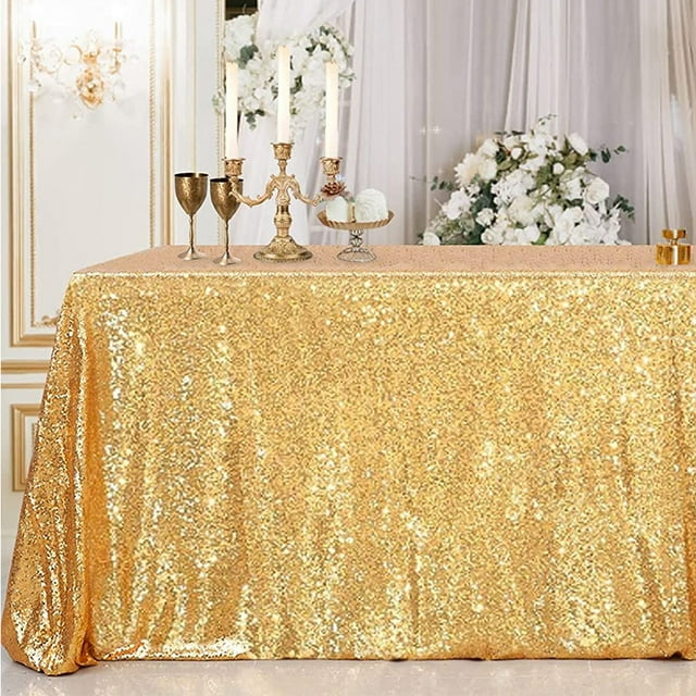Golden Sequin Tablecloth Rectangular Table Cover For Christmas Wedding Birthday Business Cocktail Party Decor Yening