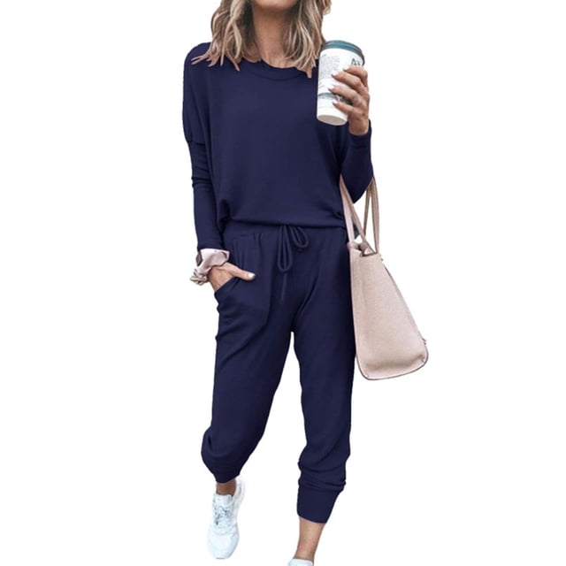 Conjunto de Jogger PRETTYGARDEN para Mujer Azul Marino Manga Larga Talle S
