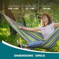 thumbnail image 3 of Bliss Hammocks 60"W Double Hammock with Rope Loops & Tree Straps, 265 lb, Blue Honu Strip, 3 of 14