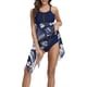 thumbnail image 2 of VISgogo - Conjunto de tankini informal para mujer, tops de malla con estampado floral y bragas de color sólido VISgogo moda, 2 of 9