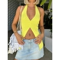 thumbnail image 6 of Biezeib Women's Knit Halter Tank Tops Solid Color Ribbed Backless Split Hem Slim Vest Streetwear, 6 of 6
