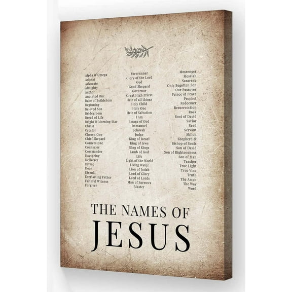 Names of God Wall Art Knowledge Poster Vintage Framed Bible Verse Poster Painting Pictures Wall Decor Artwork Religious Wall Art Christian Gift