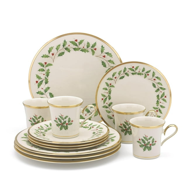Juego de porcelana color marfil Lenox 6122048 Holiday de 12 piezas