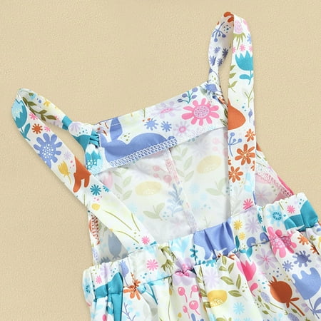 

Cathalem Romper for Girls Toddler Girls Easter Rabbit Carrot Prints Jumpsuit Suspender Trousers For Rompers for Girls Size 10-12 Blue 3-4 Years