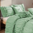 thumbnail image 2 of EvJk 7 Piece Ruched Pleat Comforter Set, Sage Romantic Bed in a Bag, Queen, 2 of 5
