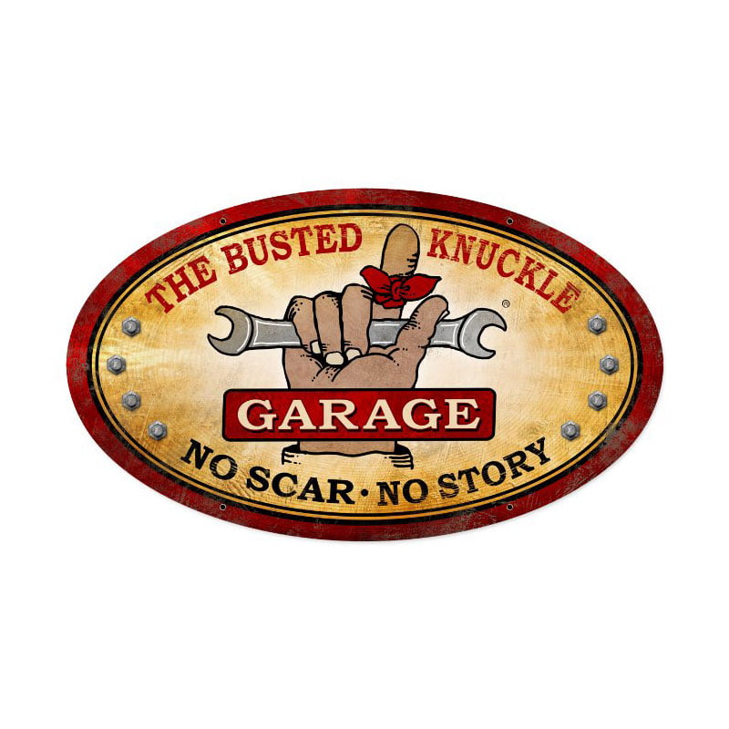 Busted Knuckle Garage Mechanic Vintage Metal Tin Sign 