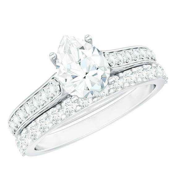 925 Sterling Silver 2.4 Carat Pear Moissanite Cluster Women Wedding Engagement Promise Ring
