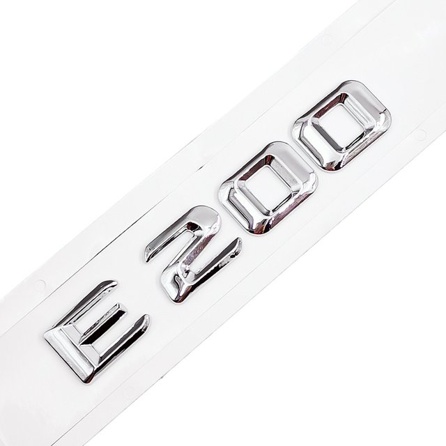 ZWEIP Car Rear Tail Emblem Number Letters Car Sticker For Mercedes Benz E200 E 200 Chrome Silver/ Matte Black