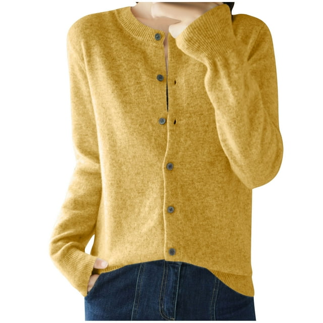 Lovzfmll Cardigan Sweaters for Women, Solid Color Knit Cardigan, Button Front Sweater, Fall Winter Clothing