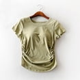 thumbnail image 2 of ZyeKqe Tops with Built in Bra for Women Short Sleeve Crewneck Basic Tee Shirts Summer Comfy Pajama Tops, 2 of 5