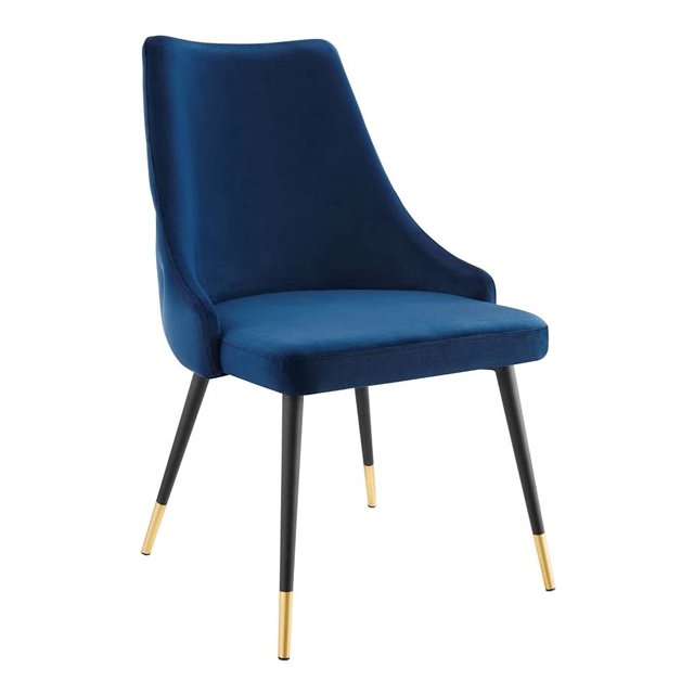 Modway Chaise Latérale de Salle à Manger en Velours de Performance Capitonné, Bleu Marine