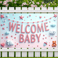 thumbnail image 6 of LUUFILx Welcome Baby Banner with Penguins Glitter Backdrop Decorations for Party Supplies Baby Shower Photography Props Background, 6 of 8
