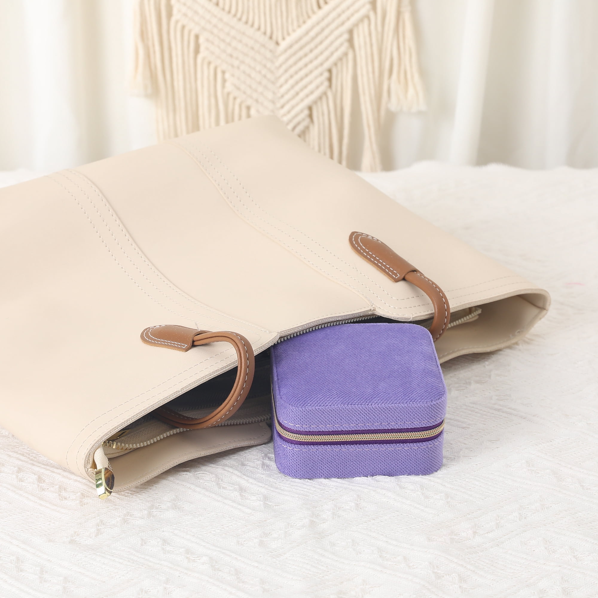 Unique Bargains Travel Portable Organizer Case Jewelry Box Purple