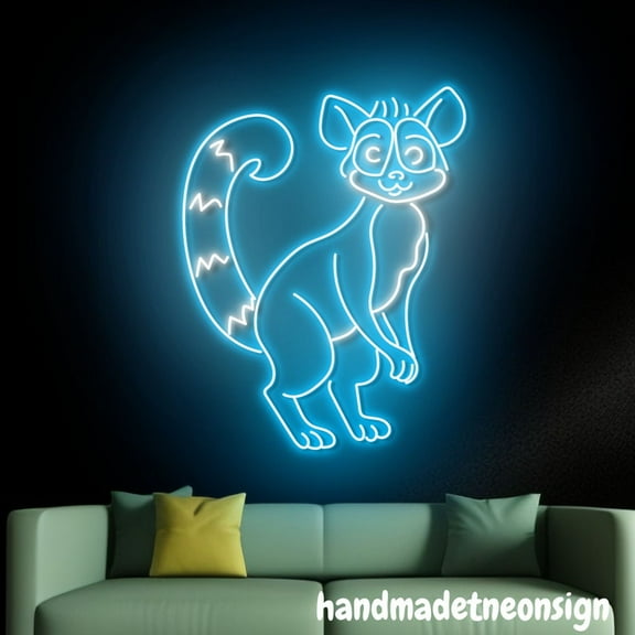 Handmadetneonsign Lemur Neon Sign, Lemur Led Sign, Custom Lemur Neon Light, Lemur Animal Led Light 71359