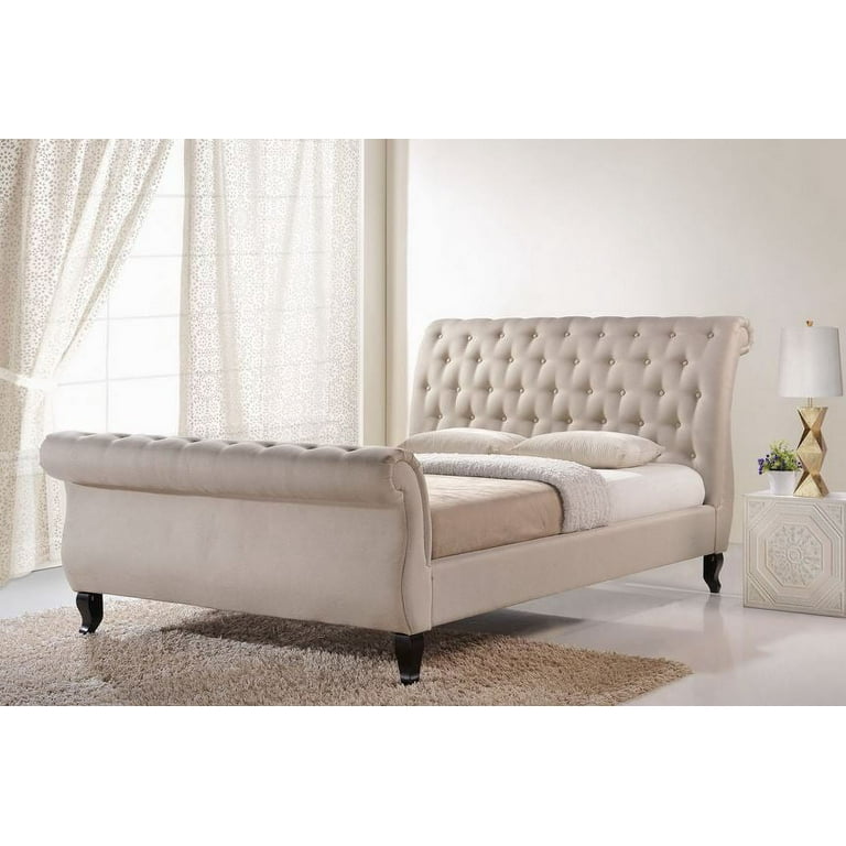 Baxton Studio Antoinette Light Beige Modern Platform Bed—King Baxton Studio Antoinette Light Beige Modern Platform Bed—King