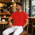 thumbnail image 6 of Mens Shirts Ultra Soft Plain Tshirts for Men Crew Neck Casual Basic Tee Shirt Undershirt Red XL, 6 of 8