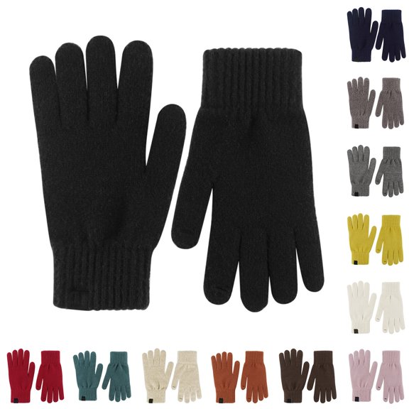 sususu Stretchy Mittens Knitted Gloves Unisex Magic Gloves Winter Full Finger Elastic Warm Mittens for Women Men Beige