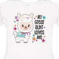 thumbnail image 4 of Inktastic My Great Aunt Loves Me- cute and happy llama Boys or Girls Long Sleeve Baby Bodysuit, 4 of 5