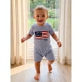 thumbnail image 4 of BemeyourBBs Newborn Baby Boy Girl 4th of July Outfit Summer Clothes Infant Baby Patriot Independent Day Clothes Waffled Stripes Romper Short Sleeve American Flag Embroidery Jumpsuit Bodysuit Playsuit, 4 of 9