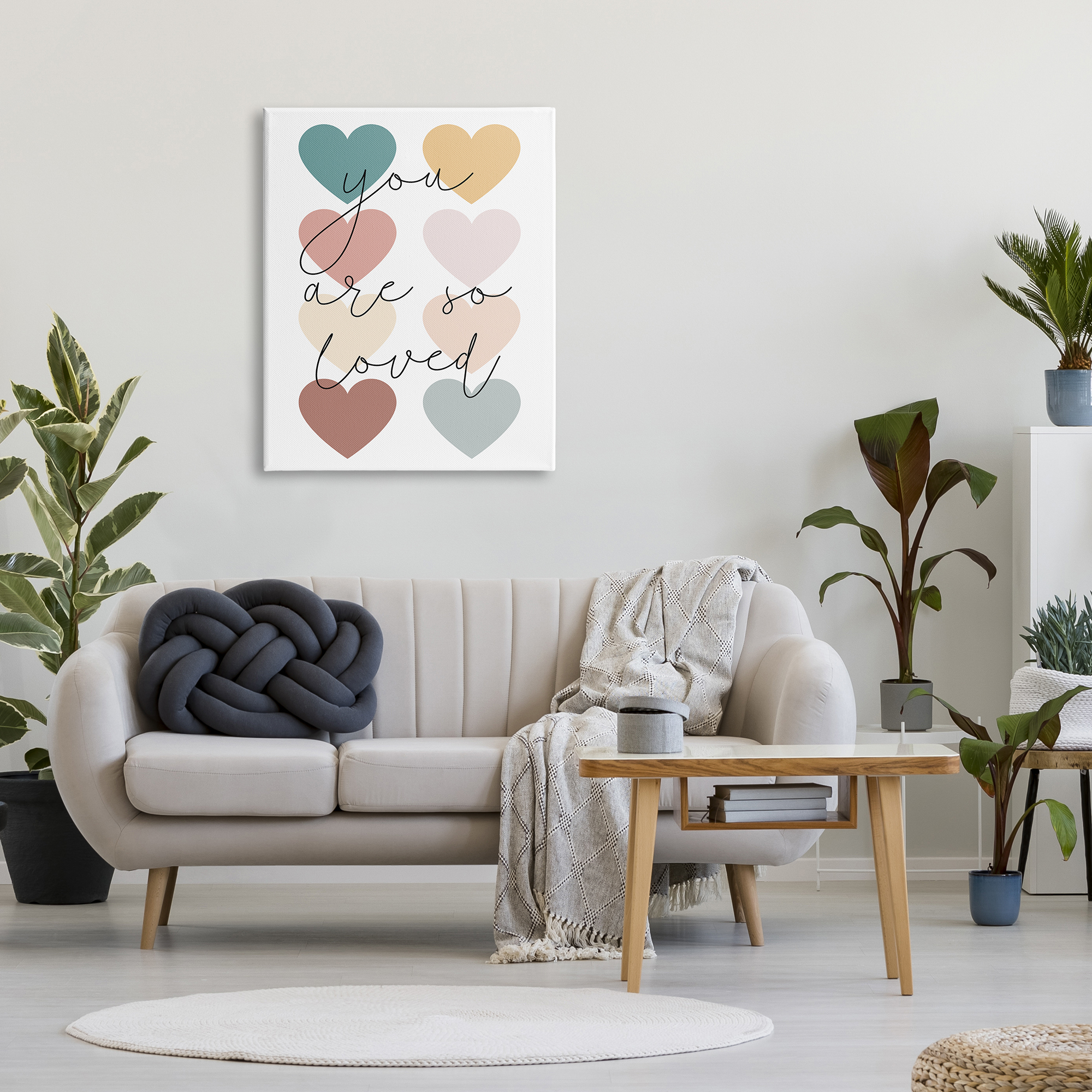Stupell Industries You Are Loved Hearts Abstract Painting Gallery Wrapped Canvas Art Print Wall Art, 30 x 40