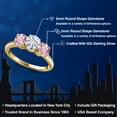 thumbnail image 2 of Gem Stone King 18K Yellow Gold Plated Silver White Moissanite and Pink Lab Grown Diamond Engagement Ring for Women | 1.80 Cttw | Round 6MM | Gemstone Birthstone | Size 5, 2 of 7
