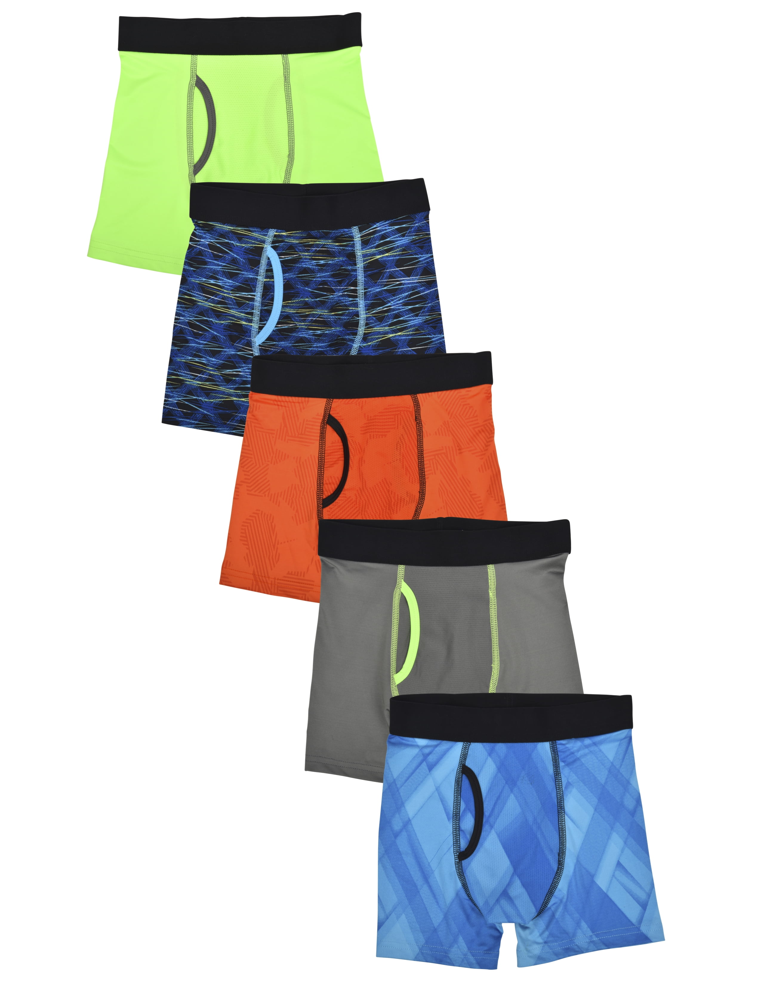 Athletic Works Boys Performance Lime Boxer Briefs, 5 Pack, Sizes SXL