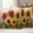 Red Orange Dark Orange Lemon Yellow, variant on Vintage Sunflowers Outdoor Waterproof Pillow Covers, Summer Farmhouse Wooden Country Floral Decorative Square Throw Pillowcase Sofa Cushion Sham for Patio/Couch/Chair, 20"x20" 2 Pack