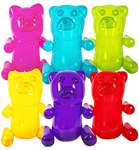 6 asst color GUMMY BEAR CANDIES INFLATES 24 inches tall novelty candy blowup toy 